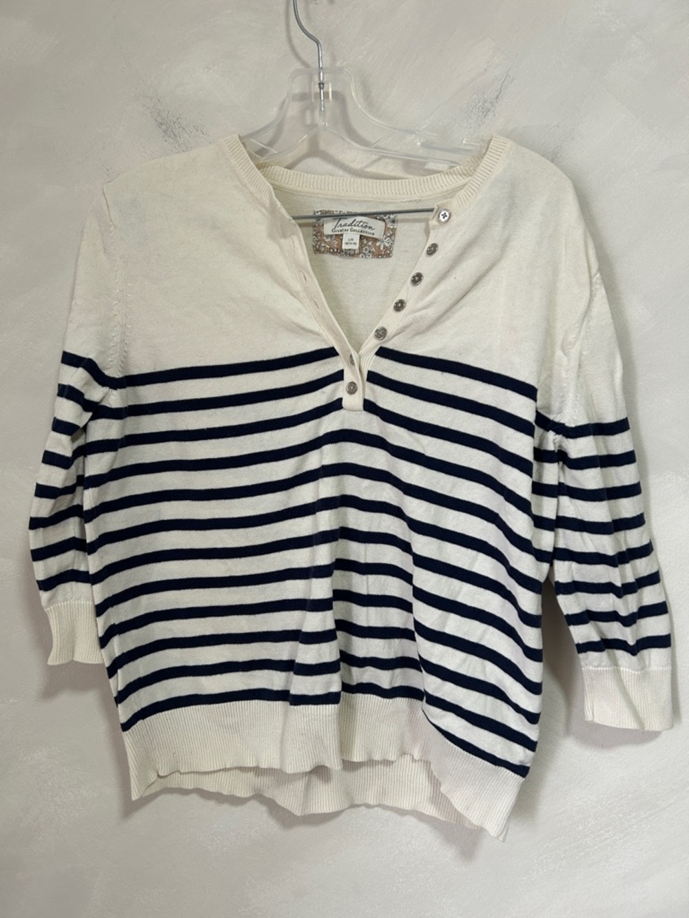 Tradition Country Collection Sezane Leontine cotton striped henley sweater